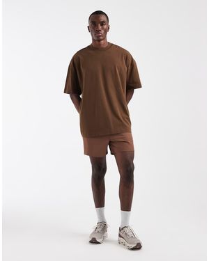 4505 Icon Heavyweight Cotton Oversized T-Shirt With Quick Dry Finish - Brown