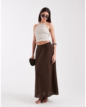 ONLY Linen Look Midaxi Skirt - Brown