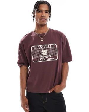 ASOS Heavyweight 240Gsm Boxy Oversized T-Shirt With Sport Embroidery - Red