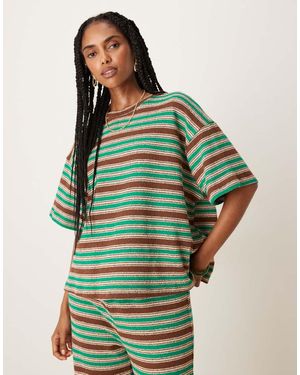 ASOS Stripe Oversized T-shirt Co-ord - Green