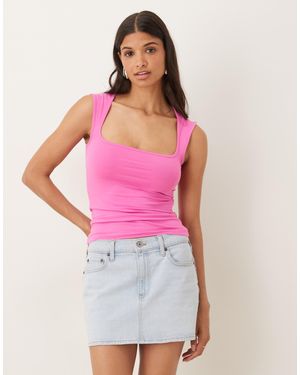 JJXX – jersey-top mit quadratischem ausschnitt - Pink