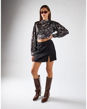 Glamorous Side Slit Mini Skirt - Black