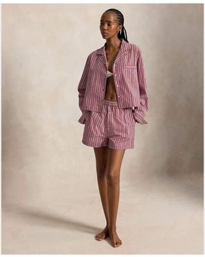 Polo Ralph Lauren Crop Top & Boxer Poplin Pyjama Set - Pink