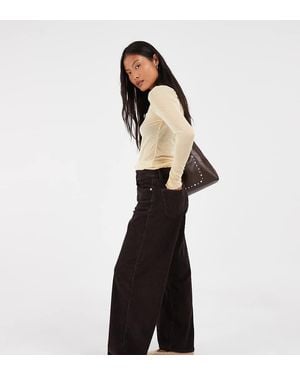 Only Petite Hope High Waist Wide Leg Cord Trousers - White