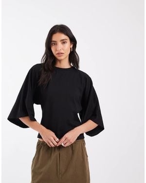 ASOS Batwing Sleeve Fitted Tee - Black