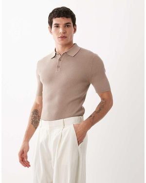 ASOS Muscle Fit Short Sleeve Knitted Polo - White