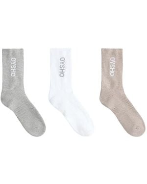 Oysho 3 Pairs Of Cotton Blend Classic Socks - White