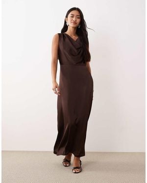 Vila Cowl Neck Satin Midi Dress - Multicolour