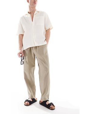 Pull&Bear Linen Blend Trousers - Natural