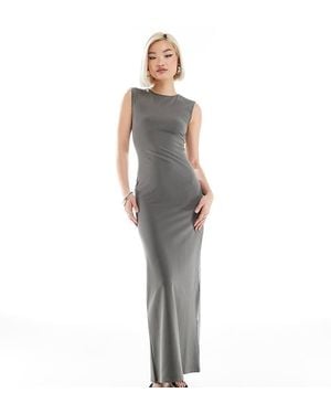 Weekday Inez Slim Fit Maxi Dress With Back Split - Grey