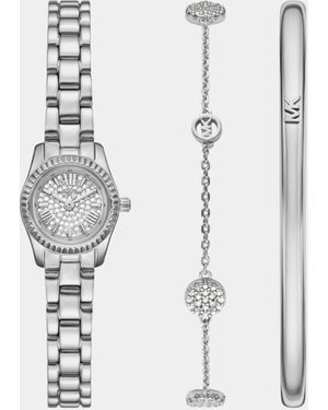 Michael Kors – lexington – farbene damenuhr aus edelstahl mit 3 zeigern - Weiß