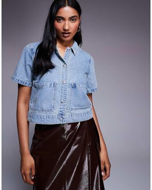 Abrand Jeans Darling Half Sleeve Denim Shacket - Blue