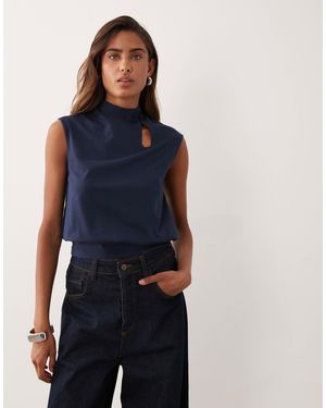 ASOS Sleeveless Mandarin Collar Top - Blue
