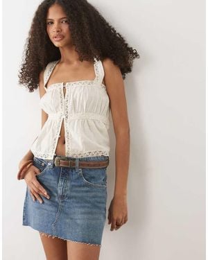 Mango 100% Cotton Denim Mini Skirt - Blue