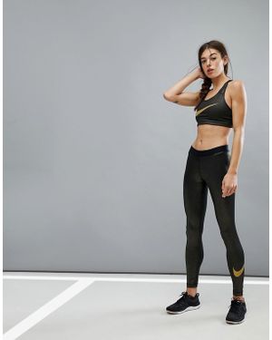 Nike Pro Training Legging In Gold Sparkle - Metallic