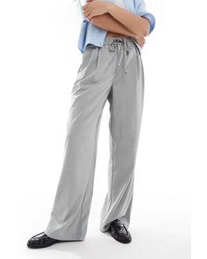 Pieces High Waist Drapey Wide Leg Dad Trouser - Gray
