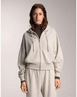 Oysho Crop Hooded Jacket With Cotton - Natural
