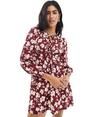 Wednesday's Girl Bold Bloom Mini Smock Dress - Red