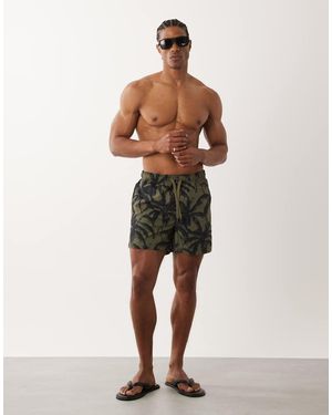 Only & Sons Pantaloncini Da Bagno Verde Oliva E Con Stampa Di Palme - Neutro