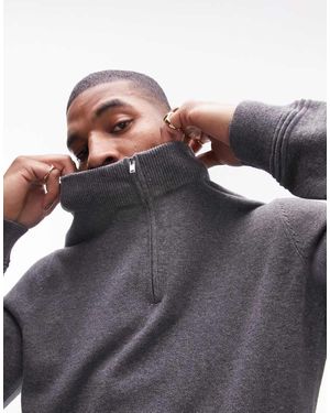 TOPMAN Essentials 1/4 Zip - Grey