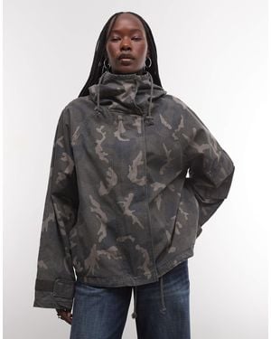 Weekday Funnel Neck Jacket With Hood - Grey