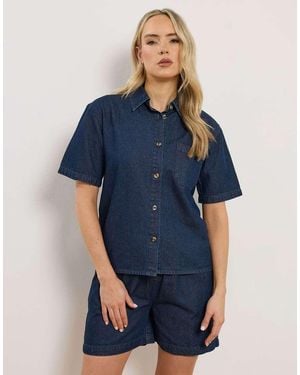 Long Tall Sally Denim Short Sleeve Shirt - Blue