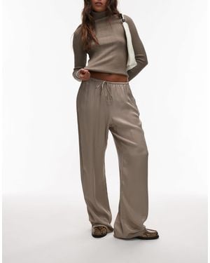ASOS Satin Wide Leg Pants - Natural