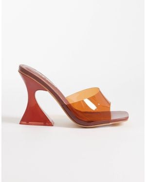Public Desire Curved Heel Clear Sandals - Brown