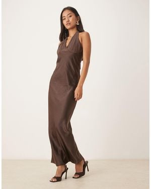 Six Stories Chiffon Cup Satin Maxi Dress - Natural