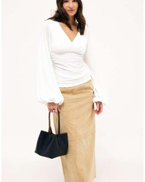 NA-KD Volume Sleeve Blouse - White