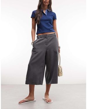 Weekday Pantalones De Traje Capri Gris Oscuro Jaspeado De - Azul
