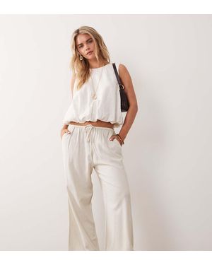 Miss Selfridge Linen Look Pull-on Trousers - Natural