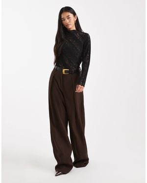 ONLY Asymmetric Hem Lace Top - Black