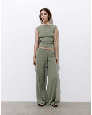 Pull&Bear – hose aus kreppstoff - Grün