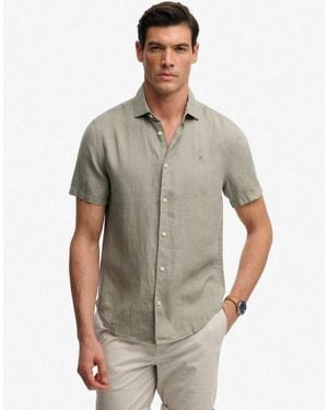 Superdry Riviera Short Sleeve Linen Shirt - Grey