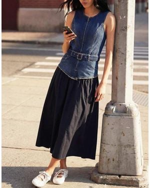 Desigual Denim Combined Dress - Blue