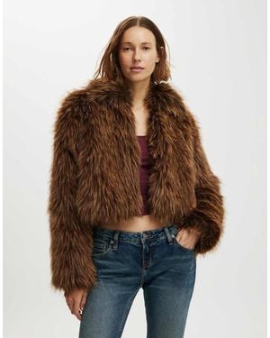 Cotton On Gigi Faux Fur Jacket - Brown