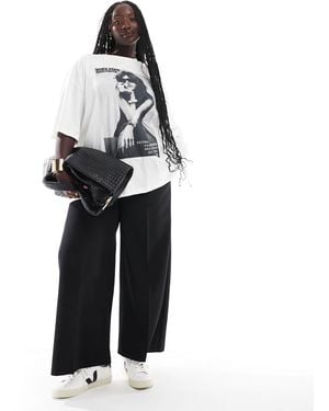 Yours Pull On Woven Wide Leg Pants - White