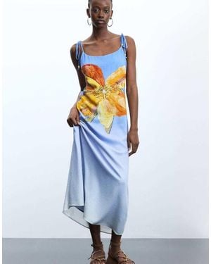 Desigual Maxi Jurk Met Print - Blauw