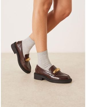 ASOS Wide Fit Mistral Trim Detail Loafers - Natural