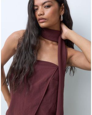 ASOS Top bandeau ajusté avec foulard couleur chocolat - Marron