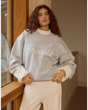 4th & Reckless Cotton Rich 'Fourth' Logo Script Stitch Sweatshirt - Brown
