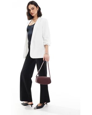 Pieces Ruched Sleeve Blazer - White