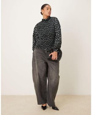 ASOS Asos Design Curve High Waisted Barrel Leg Jeans - Black