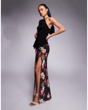AFRM Built-In Hotpant Thigh Split Maxi Skirt - Blue