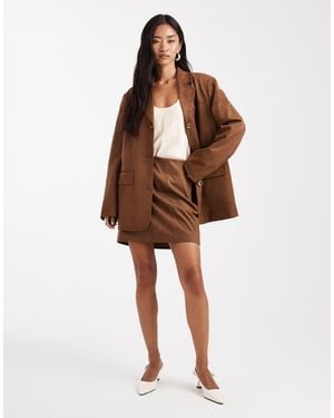 Object Premium Minirok Van Imitatiesuède - Bruin