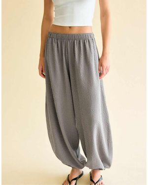 Stradivarius Check Voluminous Trousers - Grey