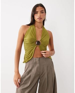 ASOS Plunge Top With Hardware Detail - Green