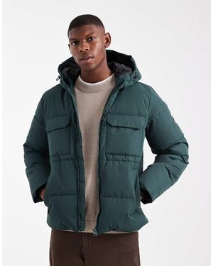 Only & Sons Padded Coat With Hood & Utility Pockets - Blue