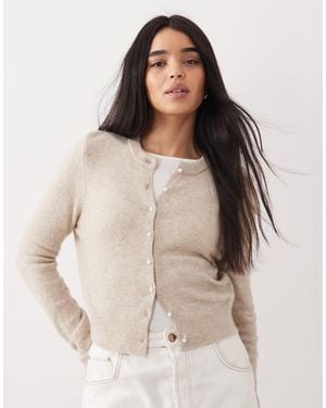 Abercrombie & Fitch Pearl Button Cardigan - Natural